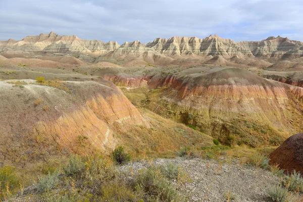 Badlands landskap, bildas av nedfall och erosion av vind och vatten, innehåller några av de rikaste fossila sängarna i världen, Badlands National Park, South Dakota, Usa — Stockfoto