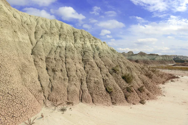 Badlands landskap, bildas av nedfall och erosion av vind och vatten, innehåller några av de rikaste fossila sängarna i världen, Badlands National Park, South Dakota, Usa — Stockfoto