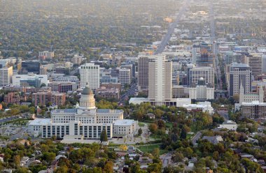 Salt Lake City skyline ile Capitol binası, Utah