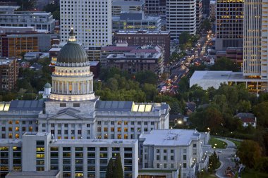 Salt Lake City skyline ile Capitol binası, Utah