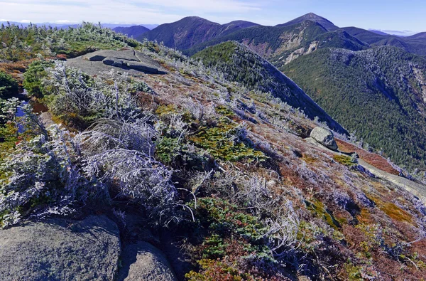 Alpine scene on climb of Gothics Mountain, in Autumn with forest colors in the distance, Adirondacks, New York — Stock fotografie