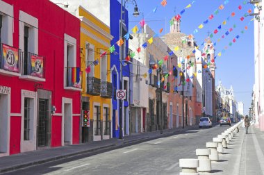 Puebla City, Meksika'nın canlı ve renkli binalar