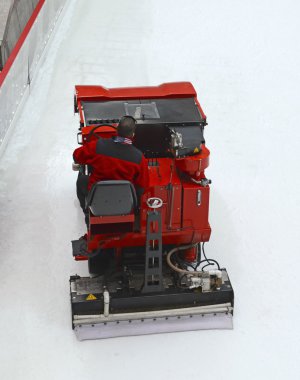 Ice resurfacing machine on ice rink clipart