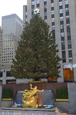 Rockefeller Merkezi Manhattan, New York'ta Noel ağacı