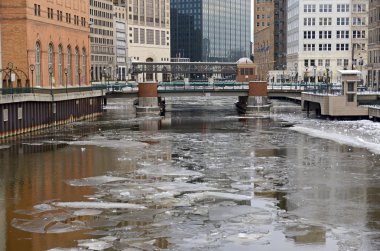 Milwaukee manzarası, Wisconsin, ABD Michigan Gölü üzerinde bulunan zengin bir Kızılderili geçmişi olan bir şehir,