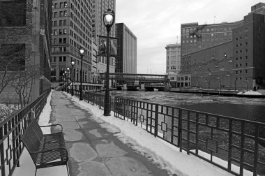 Milwaukee manzarası, Wisconsin, ABD Michigan Gölü üzerinde bulunan zengin bir Kızılderili geçmişi olan bir şehir,