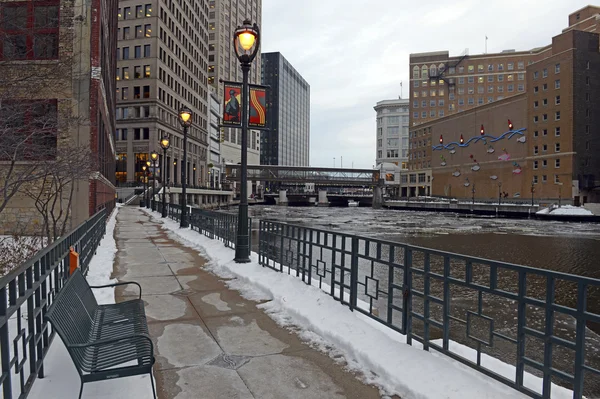 Milwaukee panoramę, miasto z bogatą historią Indian amerykańskich, znajdujące się na jeziorze Michigan, w stanie Wisconsin, Stany Zjednoczone Ameryki, — Zdjęcie stockowe