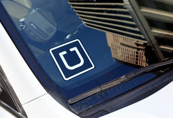 Uber logo on car windshield