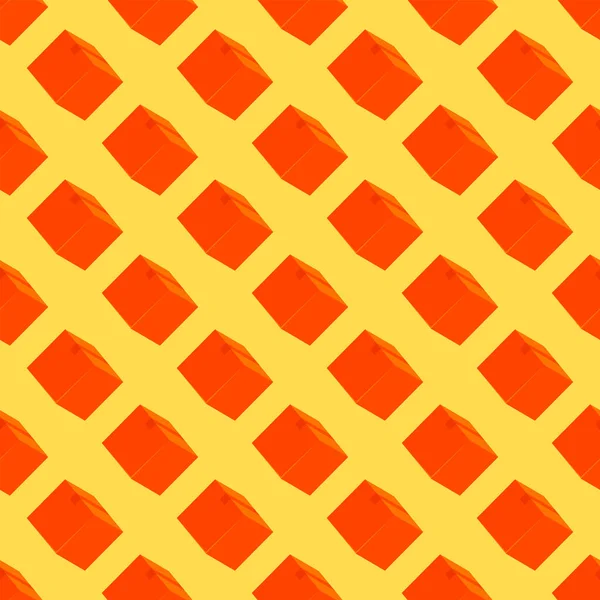 Boîte Orange Motif Sans Couture Sur Fond Jaune — Image vectorielle