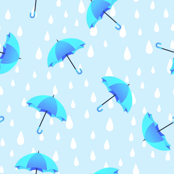 Parapluie Bleu Griffes Pluie Motif Sans Couture Dessiné Main — Image vectorielle