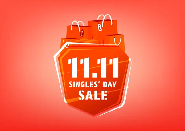 Singles Day Sale Poster Leták Design Globální Nákupní Den Online — Stockový vektor