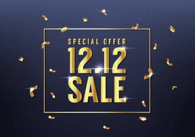 Special day 12.12 Shopping day sale  with golden confetti poster or flyer design. 12.12 online sale promotion template. clipart