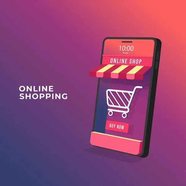 Compras Online Conceito Aplicativo Móvel Loja Online Telefone Móvel — Vetor de Stock