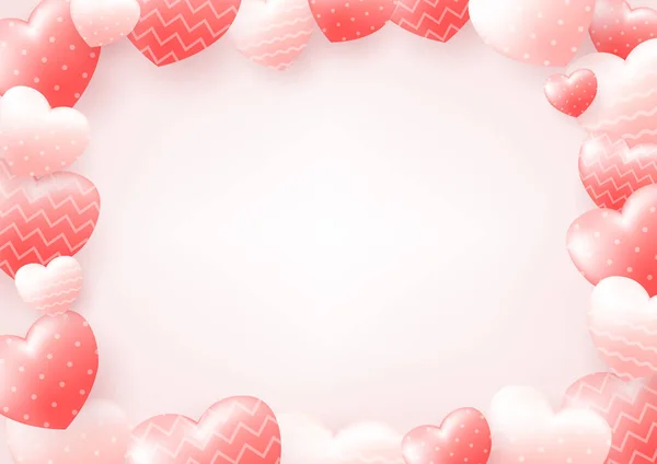 Happy Valentine Day Background Heart Real Composition Fashion Banner Poster — стоковый вектор