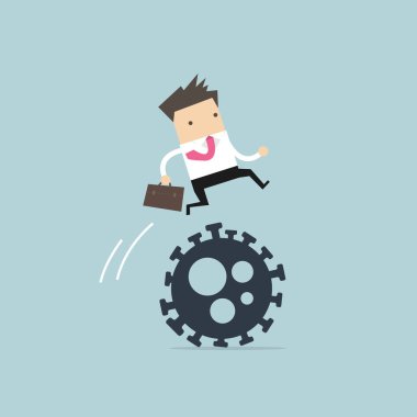 İş adamı lideri COVID-19 Corona virüs patojeni üzerinden kolayca atladı.