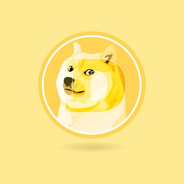 Beyaz arkaplanda Dogecoin (DOGE) kripto para birimi simgesi izole edildi. Dijital para birimi.