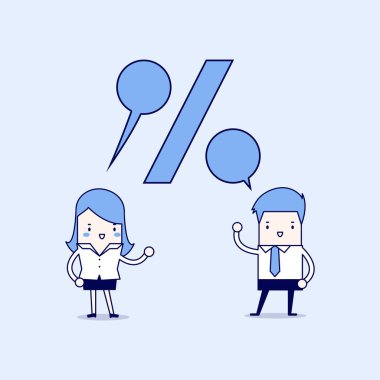 İş adamı ve işkadını komisyon yüzdesi hakkında konuşuyor.