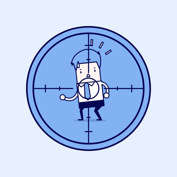 Businessman Crosshairs Cartoon Character Thin Line Style Vector — Stock Vector