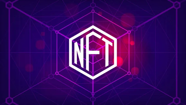 Nft Symbol Icke Fungibel Token Lila Bakgrund Betala För Unika — Stock vektor