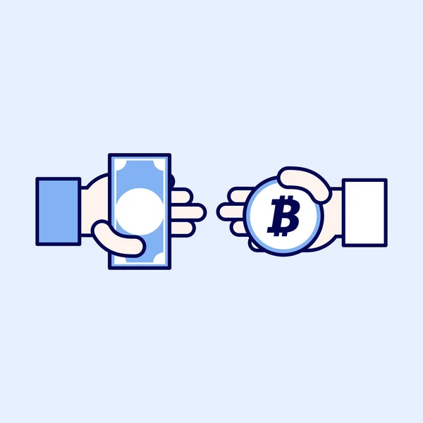 Cambio Criptomoneda Por Icono Dinero Tradicional — Vector de stock