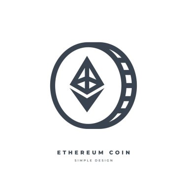 Ethereum kripto para birimi ince çizgi simgesi.