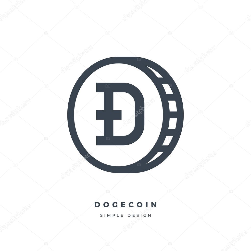 Dogecoin (DOGE) cryptocurrency line icon isolated on white background. Digital currency.