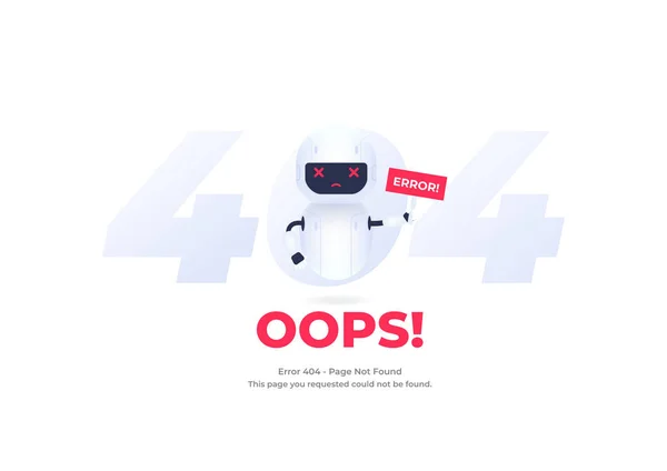 Robot Karakter Hiba 404 Oldal Nem Található Rendszerkarbantartás — Stock Vector