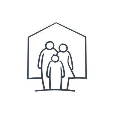 El çizimi ailesi evin içinde karalama ikonu.