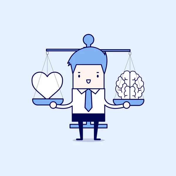 Empresário Com Coração Cérebro Escamas Personagem Desenhos Animados Vetor Estilo —  Vetores de Stock