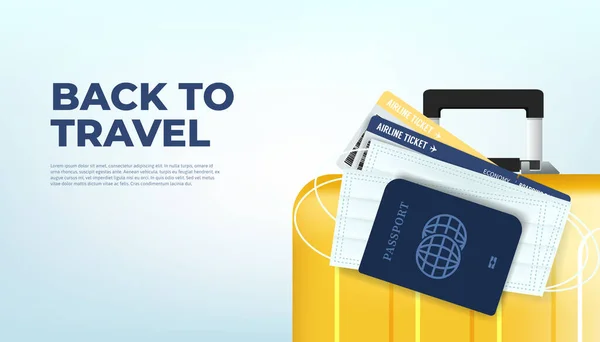Bereiten Sie Gepäck Reisepass Ticket Und Maske Für Die Rückreise — Stockvektor