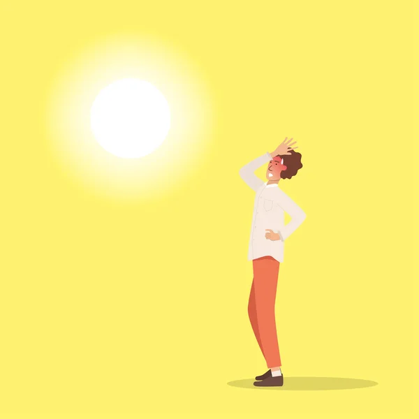 Hace Calor Hombre Tiene Quemaduras Solares Los Días Verano Muy — Archivo Imágenes Vectoriales