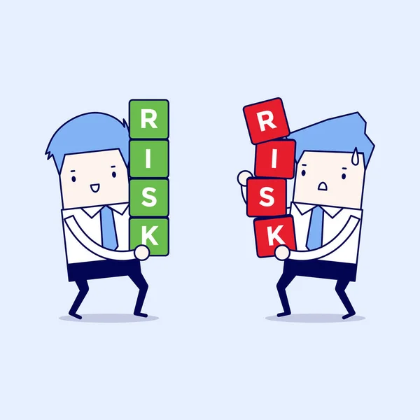 Dois Homens Negócios Carregar Blocos Risco Gestão Riscos Personagem Desenhos — Vetor de Stock