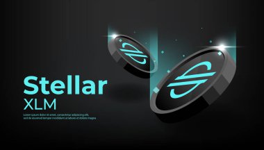 Yıldız ya da XLM bozuk para pankartı. XLM para kripto para kavramı pankart arkaplanı.