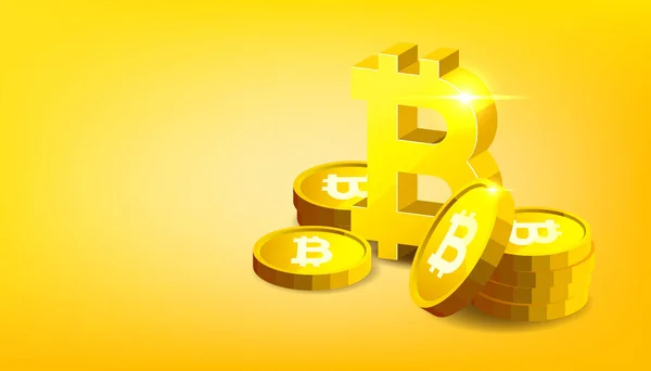 Bitcoin Physische Bitcoin Digitale Kryptowährung Goldene Münze Mit Bitcoin Symbol — Stockvektor