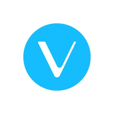 Vechain madeni para simgesi beyaz arkaplanda izole edildi. VET kripto para birimi vektörü.