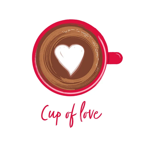 Una Copa Amor Letras Con Una Taza Vector Café — Vector de stock