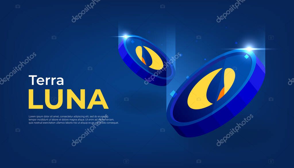 Terra LUNA banner. LUNA coin cryptocurrency concept banner background.