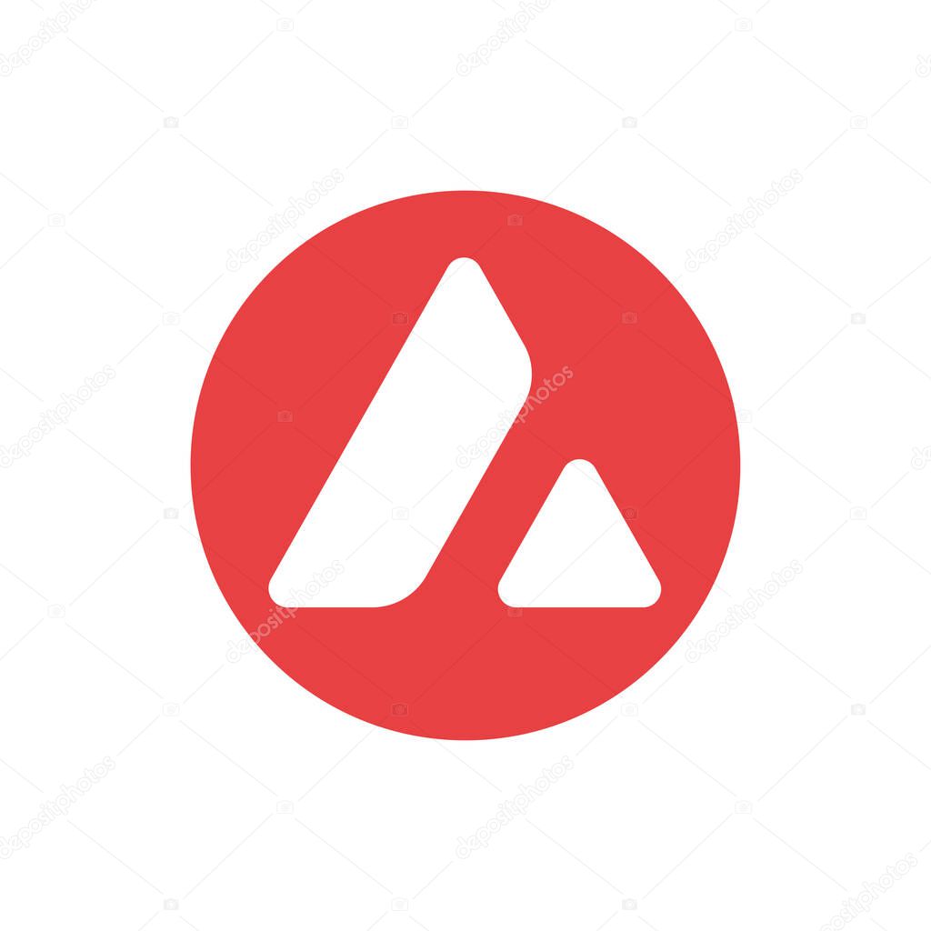 Avalanche (AVAX) coin icon isolated on white background.
