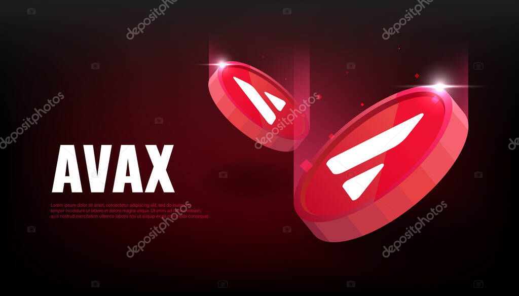 Avalanche AVAX banner. AVAX coin cryptocurrency concept banner background.