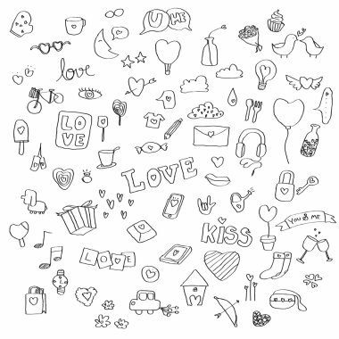 doodle vektör seti seviyorum