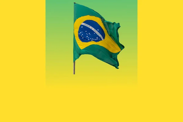 Brezilya Bayrağı Beyaz Arka Plan Ulusal Sembol Brezilya Bayrağı Yeşil — Stok fotoğraf