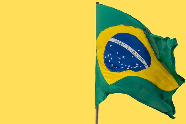 Bandera Brasil Fondo Blanco Símbolo Nacional Bandera Brasileña Está Compuesta —  Fotos de Stock