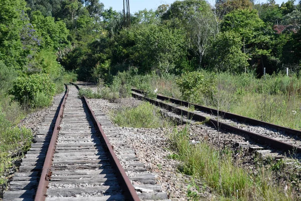 Βίντατζ Σιδηρόδρομος Και Σκουριασμένες Ράγες Εγκαταλειμμένος Σιδηροδρομικός Σταθμός Φυσικό Τοπίο — Φωτογραφία Αρχείου