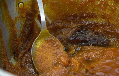 Bakır tavada yapılmış kabak reçeli. Balkabağı reçeli geleneksel bir Brezilya mutfağıdır. Tipik bir mutfak tatlısı. Balkabağı aslında Amerikan kıtasından gelen bir meyvedir..