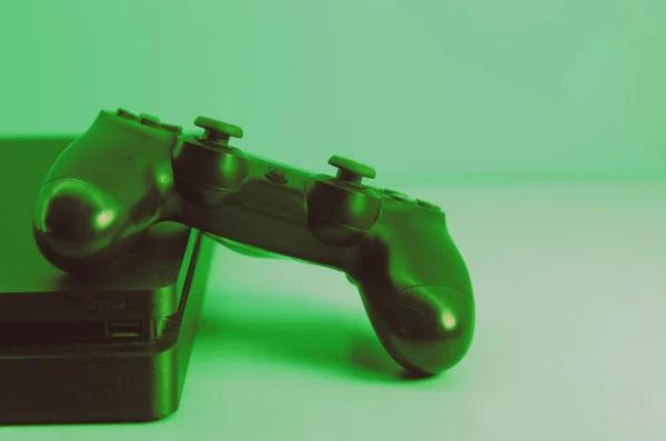 Kontroll Den Nya Generationens Elektroniska Spel Svart Spel Controller Isolerad — Stockfoto