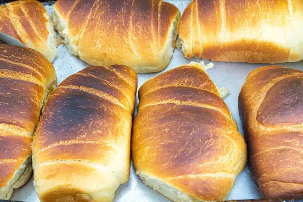 Pão Caseiro Feito Trigo Pão Caseiro Comida Para Café Tarde — Fotografia de Stock