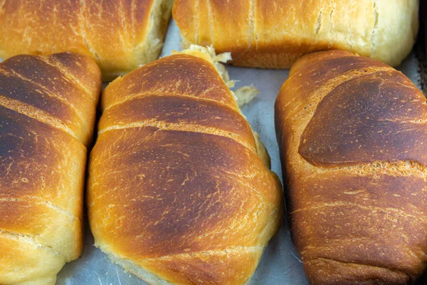 Pão Caseiro Feito Trigo Pão Caseiro Comida Para Café Tarde — Fotografia de Stock