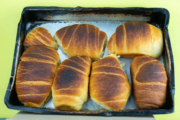 Pão Caseiro Feito Trigo Pão Caseiro Comida Para Café Tarde — Fotografia de Stock