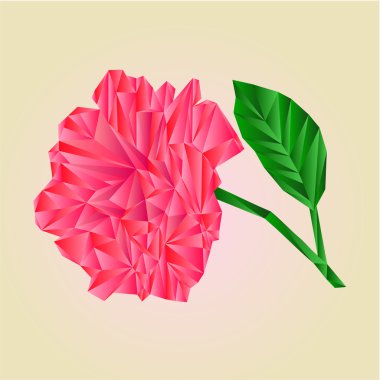 Gül pembe çiçekleri yaprakları çokgenler vektör ile kök