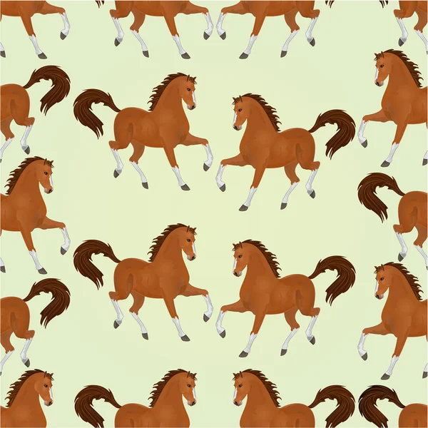 Naadloze textuur kastanje paarden vector — Stockvector